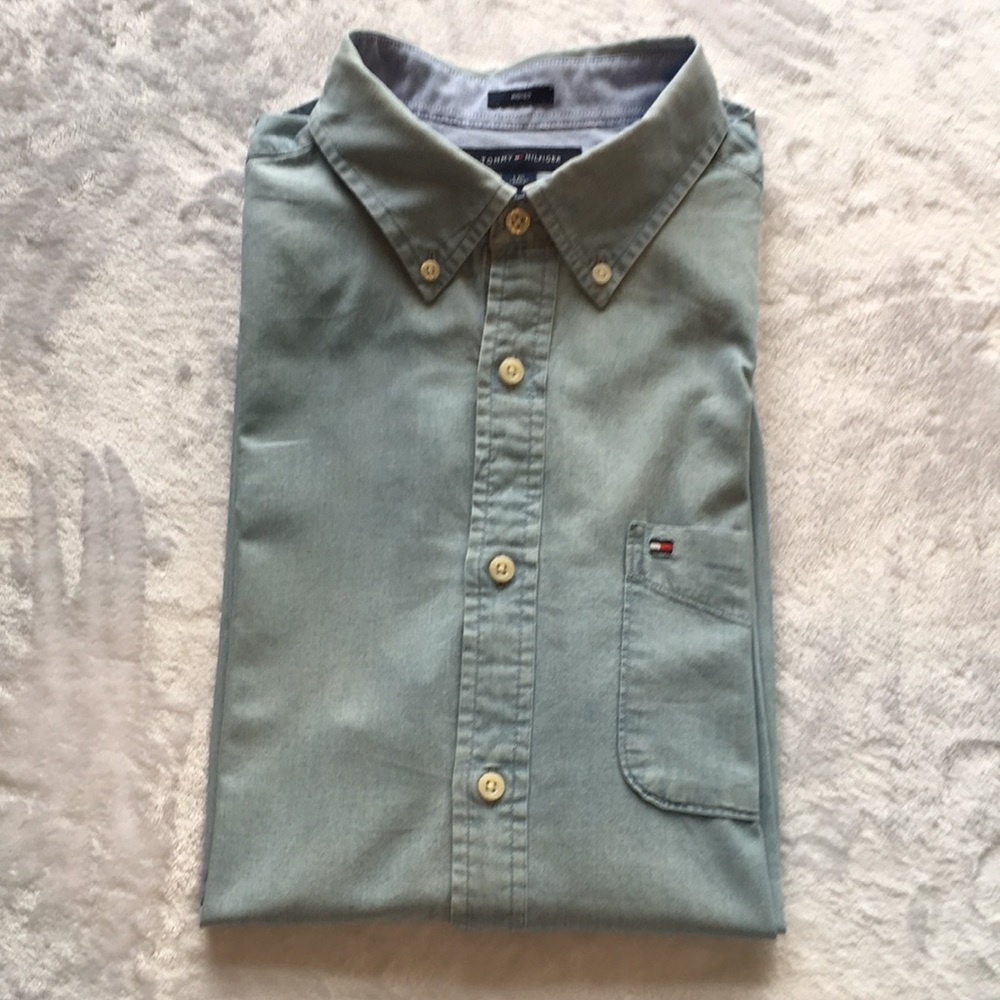 Tommy Hilfiger Indigo Custom Fit Button Down Size Large - Picture 1 of 10